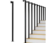Noir Monté au Plafond Garde-corps Antidérapant Balaustre L Forme Tube Carré Sécurité Intérieure pour Couloir Rampe de Décoration Maison (65 cm)