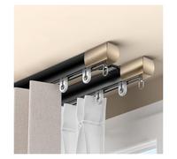 NOIRDA Riel De Cortina De Doble Silencioso, Barras De Aluminio para Cortinas, para Cortinas De Cama, Separación De Habitación, Sala De Estar Dormitorio(Black - Ceiling,270cm(2 * 135cm))