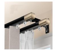 NOIRDA Riel De Cortina De Doble Silencioso, Barras De Aluminio para Cortinas, para Cortinas De Cama, Separación De Habitación, Sala De Estar Dormitorio(Black - Wall,560cm(5 * 112cm))