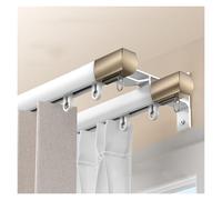 NOIRDA Riel De Cortina De Doble Silencioso, Barras De Aluminio para Cortinas, para Cortinas De Cama, Separación De Habitación, Sala De Estar Dormitorio(White - Wall,330cm(3 * 110cm))