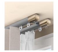 NOIRDA Riel De Cortina De Doble Silencioso, Barras De Aluminio para Cortinas, para Cortinas De Cama, Separación De Habitación, Sala De Estar Dormitorio(Gray - Ceiling,210cm(2 * 105cm))