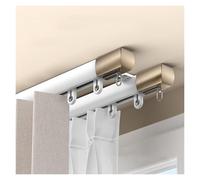 NOIRDA Riel De Cortina De Doble Silencioso, Barras De Aluminio para Cortinas, para Cortinas De Cama, Separación De Habitación, Sala De Estar Dormitorio(White - Ceiling,390cm(3 * 130cm))