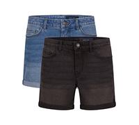 Noisy may BeLucky - Pantalones cortos para mujer, paquete de 2 unidades, pantalones vaqueros de verano, básicos, de algodón elástico, Medium Blue & Dark Grey (27028348), XXL