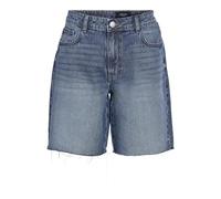 NOISY MAY Damen Shorts De Mezclilla Bermuda con Flecos Y Etiqueta En La Parte Trasera, Color:Azul-3, Talla:S