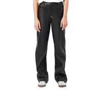 NOISY MAY Faux Leather Pants Straight Leg High Waist Pants PU Coated Coated Bootcut NMANDY, Color:Negro, Talla:L