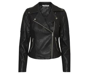 NOISY MAY Mulheres Jaqueta de Couro sintético Biker Jacket Jaqueta de transição de Manga comprida Shacket PU Coated NMREBEL, Color:Negro-2, Talla:XL