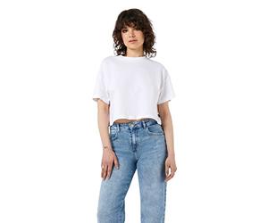 Noisy may Nmalena S/S O-Neck Semicrop Top FWD Noos Camiseta, Blanco Brillante, M