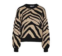 Noisy may NMCHARLOTT L/S O-NECK KNIT FWD NOOS, Negro/Patrón: Nomad, M