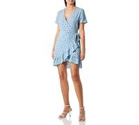 Noisy may Nmclara Bianca S/S Wrap Dress Noos Vestido, Azul (Cerulean), S para Mujer