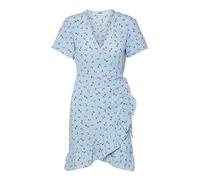 Noisy may Nmclara Bianca S/S Wrap Dress Noos Vestido, Cerulean/AOP:Flower, XL para Mujer