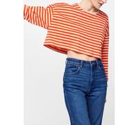 Noisy May Nmfrida Stripe L/S O-Neck Semi Crop Top M Naranja