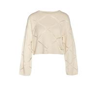 Noisy May Nmjune L/S Suéter de Punto Corto con Cuello Redondo para Mujer, Marfil Perlado., XS
