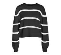 Noisy may Nmmaysa L/S Stripe O-Neck Knit Noos Suéter pulóver, Negro/Rayas: Eggnog, M para Mujer