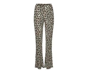 NOISY MAY Pantalón Acampanado de Mujer con Cintura elástica y Pierna Acampanada, Color:Beige-Negro, Talla:S