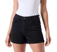 NOISY MAY Pantalones Cortos de Mezclilla para Mujer con Cierre de Botones y Dobladillo doblado, Negro, L