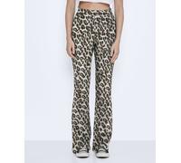 NOISY MAY Pantalón Acampanado de Mujer con Cintura elástica y Pierna Acampanada, Color:Beige-Negro, Talla:S