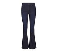 NOISY MAY Mujer Jeans Acampanados Cintura Alta Denim Elástico Ancho Pantalones Vintage NMSALLIE, Color:Azul Oscuro, Talla:26W / 30L