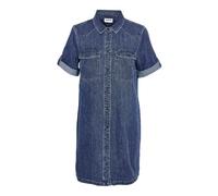 Noisy May Vestido Corto de Mezclilla para Mujer, Ajuste Holgado, Manga Corta, Azul Medio (Mezclilla Azul Medio), M