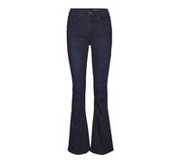 NOISY MAY Women Flared Jeans | High Waist Denim Stretch Pants | Wide Vintage Trousers NMSALLIE, Color:Azul Oscuro, Talla:27W / 32L