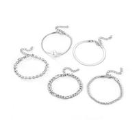 Nojess Pulseras barrocas de perlas para mujer, juego de pulseras de oro, pulseras de cuentas de eslabones cubanos, pulseras ajustables de diamantes de imitación, pulseras de tenis impermeables para