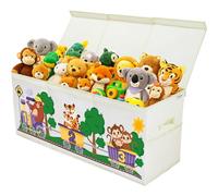 Nojube Organizador juguetes infantil, Baúl juguetes infantil grande XL, Caja almacenaje con tapa, Cesta plegable, Baúl almacenaje dormitorio infantil, Juguetero (Beige, Tren)