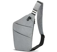 Nokamier Bandolera Hombre Sling Bag Cruzada al Hombro Antirrobo Bolsa de Pecho Crossbody Ligero Mochila Cruzada Hombre para Casual Senderismo Ciclismo Viaje, Gris