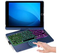NOKBABO Funda para iPad de 9ª generación con teclado, panel táctil giratorio de 360° y retroiluminación de 7 colores y soporte para lápices para iPad de 9ª/8ª/7ª generación de 10.2 pulgadas y iPad Air