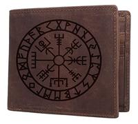 NOKTAI Cartera de Cuero Viking Vegvisir para Hombre, Cartera de Amuleto de Runa de Brújula Grabada, Carteras Delgadas Plegables de Gran Capacidad Regalos para Esposo, Papá