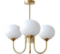 NOKTAI Lámpara Colgante Moderna Sputnik de Tres Luces con Forma de Globo, Estilo Mediados de Siglo, con Bola de Cristal Rosa, lámpara de Techo empotrada de latón Dorado. Iluminación colga
