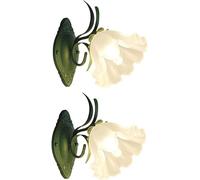 NOKTAI Lámpara de Pared Moderna y Exquisita con Forma de Flor Blanca, lámpara de Pared de Vidrio, Accesorios de Metal Verde, Aplique de Pared con Base E27, lámpara Colgante, lámpara colga