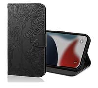 Nokverzy Funda Cartera Libro para Redmi 10 4G/10 2022 Carcasa con Ranura Tarjeta Soporte Cierre Magnético Carcasa Monedero para Redmi 10 4G/10 2022 Funda Flip con Mariposa Árboles Negro