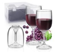 Nokwocy Juego de 2 copas de vino de plástico para llevar, 200 ml, copas de vino para camping, con bolsa y práctica caja, copas de champán, copas de champán rojo y blanco, copas de cóctel para viajes