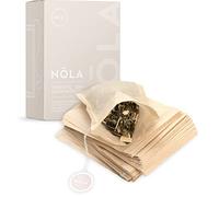 NOLA Bolsas de té desechables para té suelto (100 unidades), biodegradables y reciclables, con cordón, 9,5 x 8 cm, también aptas para tetera, color marrón
