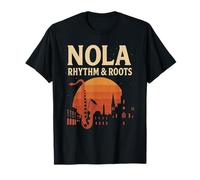 NOLA Rhythm and Roots Camisa New Orleans Saxofón Camiseta
