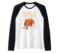 NOLA Rhythm and Roots Camisa New Orleans Saxofón Camiseta Manga Raglan