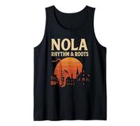 NOLA Rhythm and Roots Camisa New Orleans Saxofón Camiseta sin Mangas