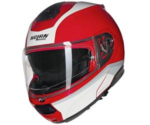 NOLAN Helmet N100-6 Incognito 345 XL, Rojo/Blanco/Plateado