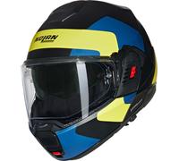 Nolan N120-1 Omocromo N-Com Casco, negro-azul-amarillo, tamaño XL para Hombres