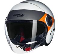 Nolan N21 Visor Casco, Unisex, White Black Orange, Medium