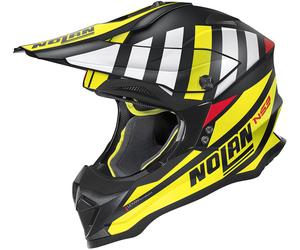 Nolan N53 Cliffjumper Casco de Motocross, negro-blanco-amarillo, tamaño XL para Hombres