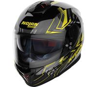 Nolan N80-8 Turbolence N-Com Casco, negro-gris-amarillo, tamaño XS para Hombres