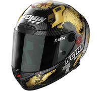 Nolan X-804 RS Ultra Carbon Carlos Checa Gold Replica Casco, negro-oro, tamaño XS para Hombres