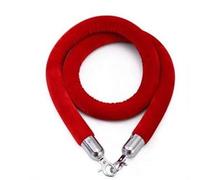 NOLDAR | Cuerda de terciopelo rojo para catenarias con ganchos de color plateado. Diámetro de 3 cm y Longitud de 1,5 metros.