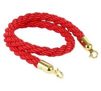 NOLDAR | Cuerda trenzada de color rojo para catenarias con ganchos de color dorado. Diámetro de 3 cm y Longitud de 1,5 metros.
