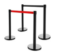 NOLDAR | Postes separadores con cinta retráctil de 3 METROS. Cinta extensible de seguridad. Catenarias para eventos, locales… Incluye 2 postes con base metálica estable. (Cinta de color ROJO)