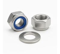 NOLDAR | Tuercas autoblocantes hexagonales con inserto de nylon DIN 985 + Arandelas planas DIN 125. Métrico M12 (50 tuercas + 50 arandelas). Acero inoxidable AISI 304 (A2)