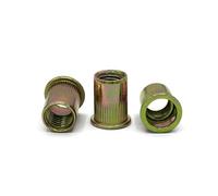 NOLDAR | Tuercas remachables en acero al carbono zincado amarillo. Remaches roscados para M4. Medida 9 x 11 mm. (100 unidades)