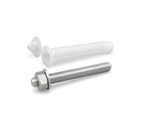 NOLDAR | Varilla roscada con tuerca y arandela para anclaje quimico. Acero inoxidable. M12 x 120 mm. Incluye tamiz de nylon (15 x 85 mm) para fijación en ladrillo/hormigón hueco (8 +8 unidades)