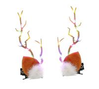 NOLITOY 1 Par Pasador De Brillo Navideño Rojo Palos Arco Nariz De Reno Agarraderas Para El Cabello Animales Cuerna Pasador De Pelo Navideño Ligero Poseedor Apretones Masticar Resina