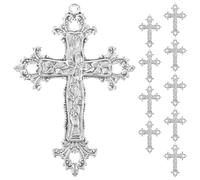 NOLITOY 10 Colgantes de Cruz Largos de Aleación en Plata Antigua Dijes para Hacer Joyas y Collares Accesorios DIY para Suéteres Pulseras y Scrapbooking Juego de 10 Piezas